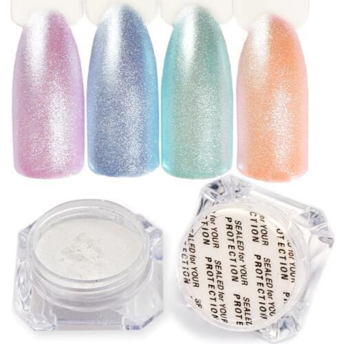 1 Box Diamond Pearl Mermaid Powder Shining White Nail Art Glitter Powder Dust DIY Nail Decoration Pigment Manicure SAM9