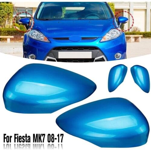 1Pair Wing Door Rearview Mirror Cover Side Mirror Cap for Ford Fiesta MK7 2008-2017 Blue