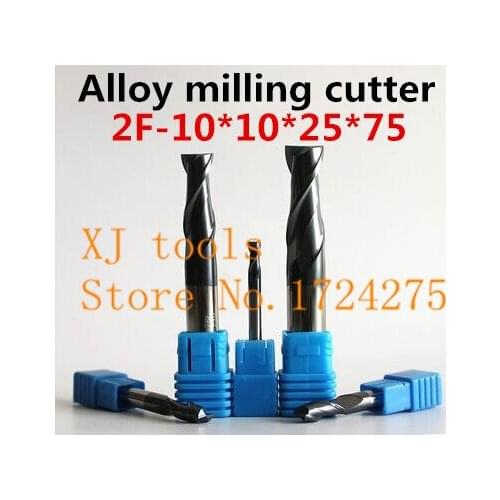1PCS*2F-10.0*10*25*75L,Spiral Bit Milling Tools Carbide CNC flat End mills Router bits , the lathe tool,boring bar,cnc,machine