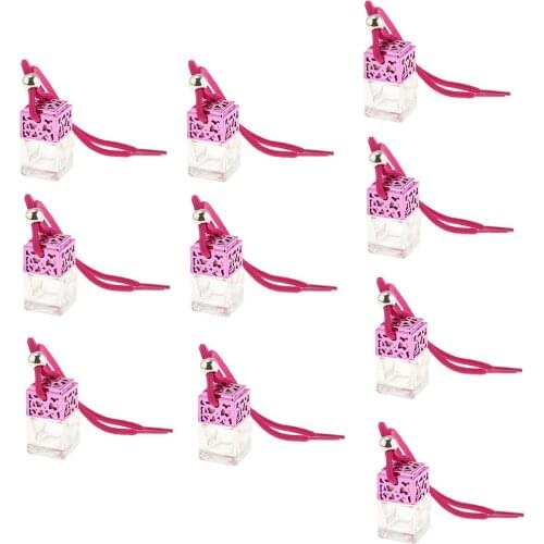 10pcs/set Perfume Diffuser Bottle Pendant Hanger Car Hanging Ornament Car Bedroom Decor - Red