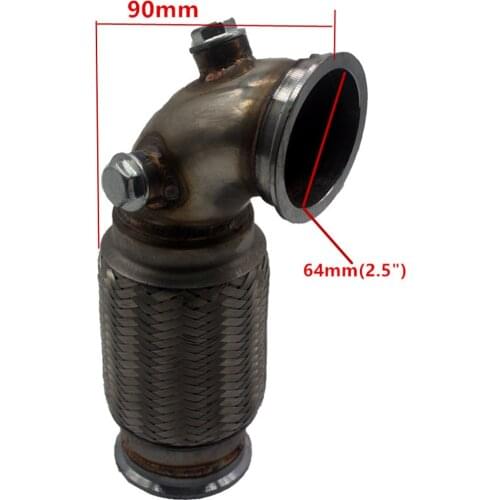 2.5" V-Band Flanged Downpipe Low Profile 90° w/ Flex Bellow Pipe Stainless