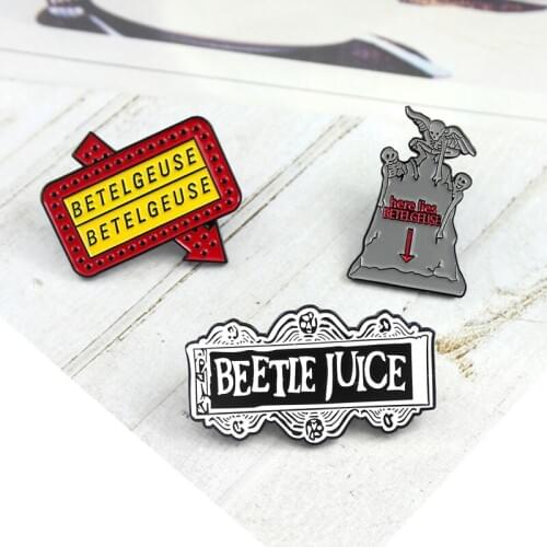 2019 Fashion Beetle juice Enamel Pin Thriller comedy badge brooch Gothic Punk Movie Jewelry Gift for friends bag shirt trinket