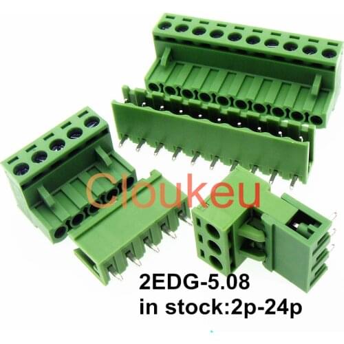 2EDG-5.08 Green Wiring Terminal Connector PCB 5.08mm 2/3/4/5/6/7/8/9/10/11/12/13/14/15/16/18/20/22/24p