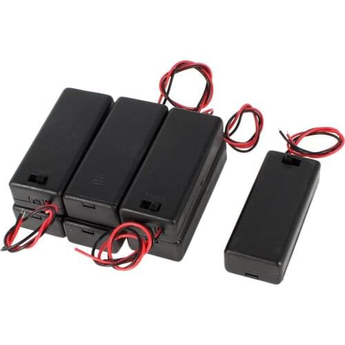 30pcs/lot MasterFire 2 Slots AAA Battery Holder Case Black Plastic Storage Box For 2 X AAA Batteries With OFF/ON Switch Wires
