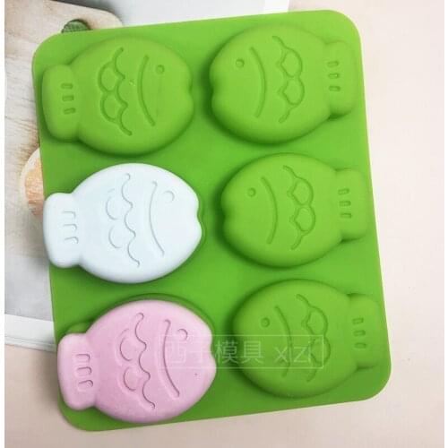 6 cartoon fish silicone mold chocolate mousse Ice Cream baking tool DIY Soap Candle Mold resin mold