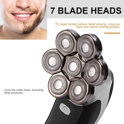 Professional Bathroom Cleaning Electric Shaver Head Replacement Parts Stainless Steel Easy Install Cutting Grooming 7 Blades