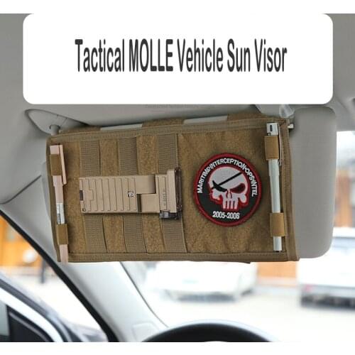 Tactical MOLLE Vehicle Sun Visor Organizer Truck Car Visor Panel EDC Tool Multi-pocket CD Storage Bag Pouch Auto Accessories