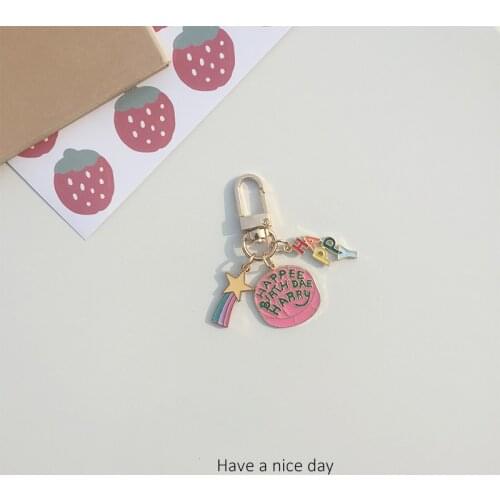 High Quality Cake Keychain Kawaii Keychain for Women Accessories Airpods Pendant Charm Birthday Gift Llaveros Originalese