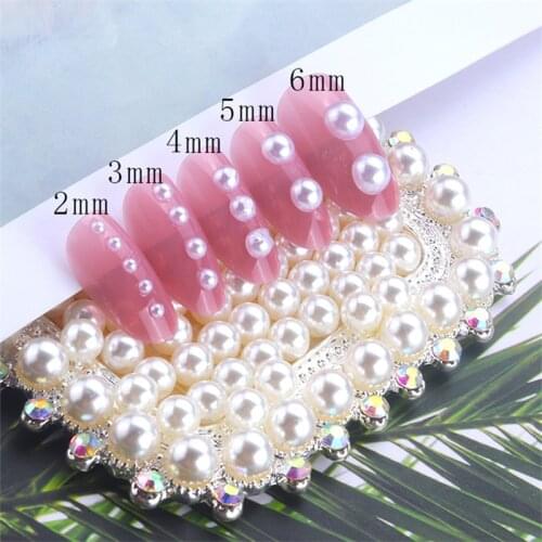 Dropship 2MM/3MM/4MM/5MM/6MM ABS Imitation Pearls Half Round Flatback Beads Beige Nail Art DIY Decoration Makeup Tools