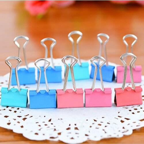 15mm Office Learning Supplies Color Random 20Pcs Colorful Metal Binder Clips Paper Clip