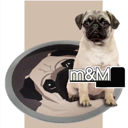 Dog Sleeping Mat Round Non-slip Cartoon Pattern Bedroom Living Room Decoration Carpet Door Crystal Velvet Pet Rug Part Two