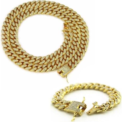 Hip Hop Jewelry Sets For Unisex Iced Out Bracelet For Women Gold Hot Fashion Womens Necklace Drop Shipping New 2020