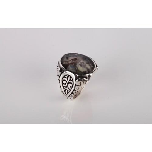 UM US JEWELRY Aquarium Highlighter Natural Gemstone 925 Sterling Silver Men Ring