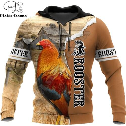 Farm Rooster Pattern 3D All Over Printed Autumn Men Hoodies Unisex Casual Pullover Zip Hoodie Streetwear sudadera hombre DW0591