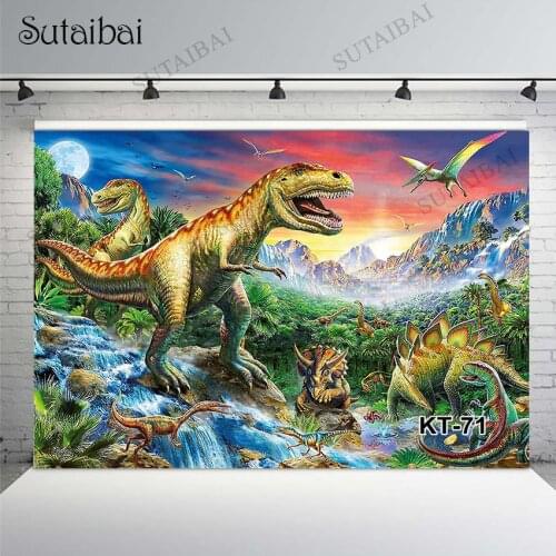 Jurassic World Background Photography Studio for Birthday Boy Custom Photo Backdrops Safari Jungle Dinosaur Party Decorations