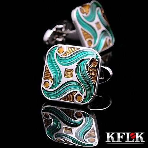KFLK jewelry 2020 NEW shirt cufflinks for mens Brand cuff buttons wedding cuff link Green High Quality abotoaduras Jewelry