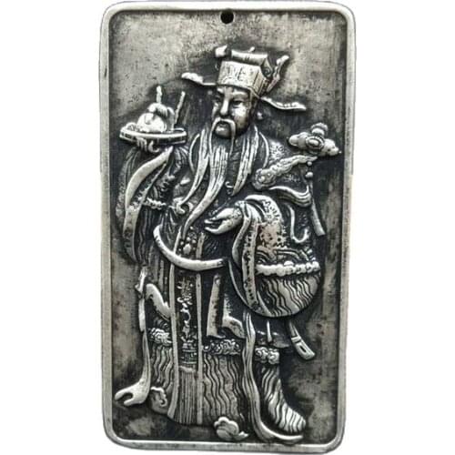 China Tibetan Silver Collection Hand-carved Money Bag Fortune Brand Pendant