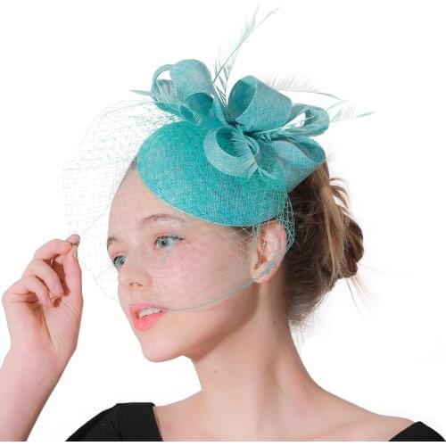 Classic Mesh Feather Women Hair Band Fascinator Church Hair Clips Elegant Ladies Hair Accessories For Race Wedding Party XMF113