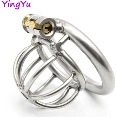 Stainless Steel Cock Cage Penis Ring Male Chastity Device with catheter Stealth New Lock tube Adult Sex Toy