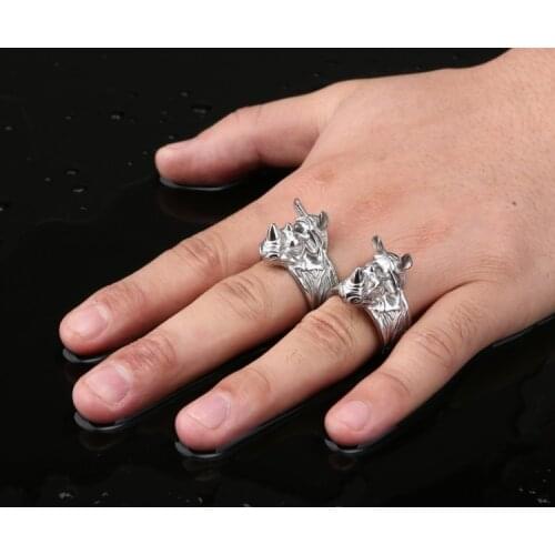 Self Defense Titanium Steel Rhinoceros Ring Unisex EDC Finger Ring Spike Ring Outdoor Personal Safety Tool