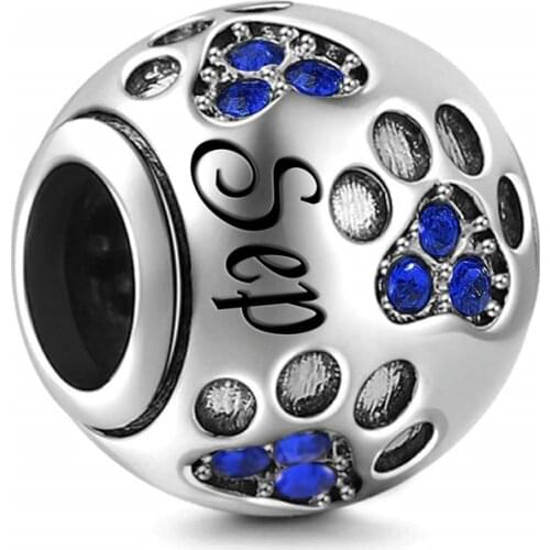 Hot Sale Silver 12 Color Birthstone Charm Fit Original 3mm Bracelet&Bangle Making Fashion DIY Jewelry For Women September