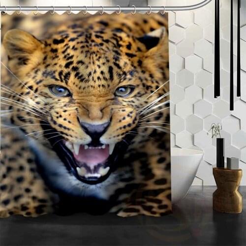 Best Nice Custom Tiger Cool Leopard Shower Curtain Bath Curtain Waterproof Fabric For Bathroom MORE SIZE WJY#68