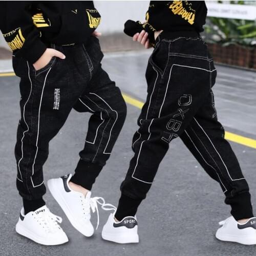 Fashion boys jeans children Black Haren pants kids Spring and Autumn Hip hop Dance casual trousers boys jeans 6 8 10 12 14 Years