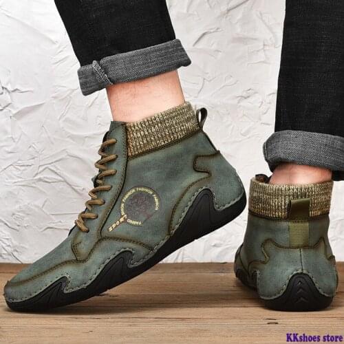 Men Walking Shoes Warm Snow Boots Soft Ankle Boots Add Fur Cycling Boots Non-slip Men Nature Hike Sneakers Trekking Shoes