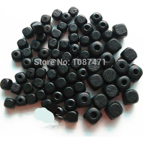 Set of 500pcs ,8mm black color square shape wood beads with a hole for jewelry fitting diy accessories charm pendant