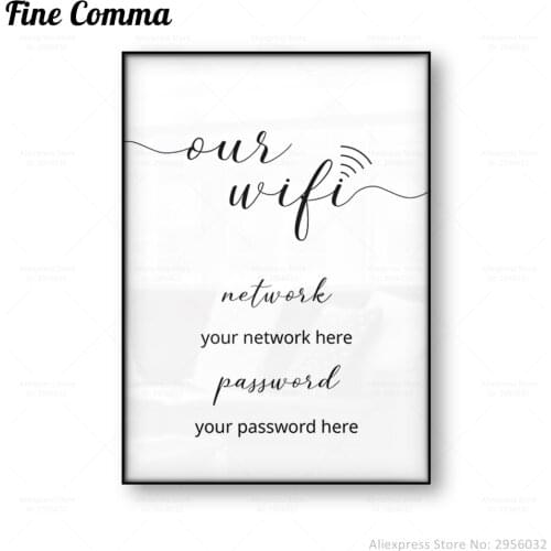 Wifi Password Sign Wifi Print Internet Sign Guest Room Home Decor Wall Art Canvas Print Personalized Customized Poster Picture