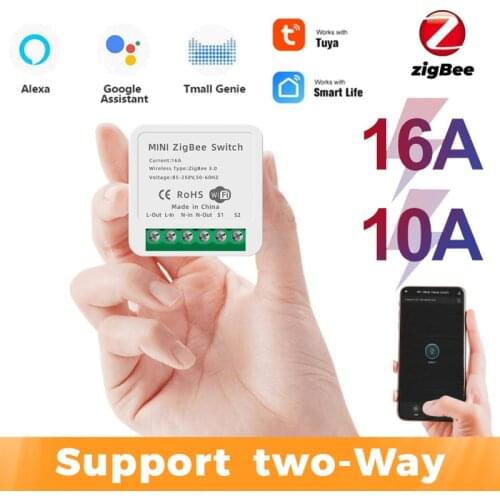 Tuya Zigbee Mini Smart DIY Switch 16/10A Supports 2 Way Control,Smart Home Automation Module,with Alexa Google Home Smart Life