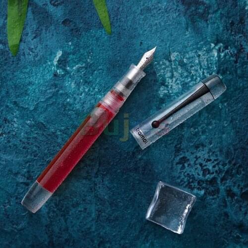 Tramol 328 Resin Dropper Fountain Pen Transparent Matte, Clear Body with Clip Large-Capacity Iridium Gift Pen, Ink Pen