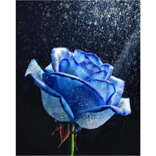 Landscape Flower Diamond Mosaic Painting Blue Rose Diamand Paint Complet Rhinestones Picture Wall Stickers New Hobby Diamond Dot