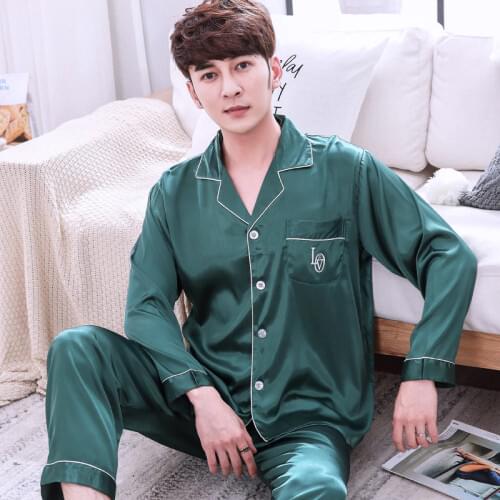 Mens Stain Silk Pajama Set Men Silk Sleepwear Men Modern Style Soft Cozy Satin Nightgown Men Sets
