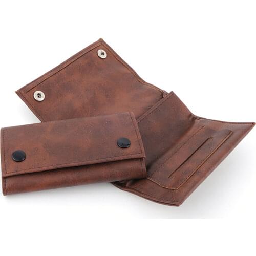 Portable Leather Pouch Zipper Buckle Tobacco Herb Pouch Case Bag Cover