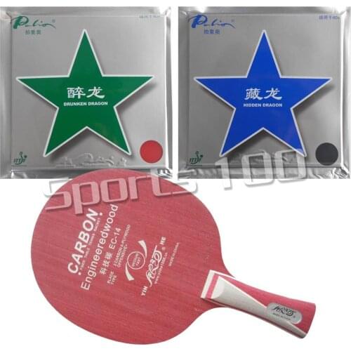 Pro Combo Racket Galaxy YINHE EC-14 with Palio Hidden Dragon 40+ and Drunken Dragon 40+ Long Shakehand FL
