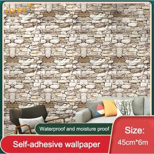 PVC Stone Brick Pattern Wallpaper Self-adhesive Waterproof And Moisture-proof Background Decorative Wallpaper