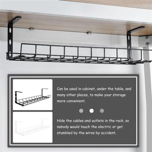 Under Desk Wire Storage Rack Cable Management Tray Wire Cord Power Strip Adapter Organizer Shelf Home Office Supplies