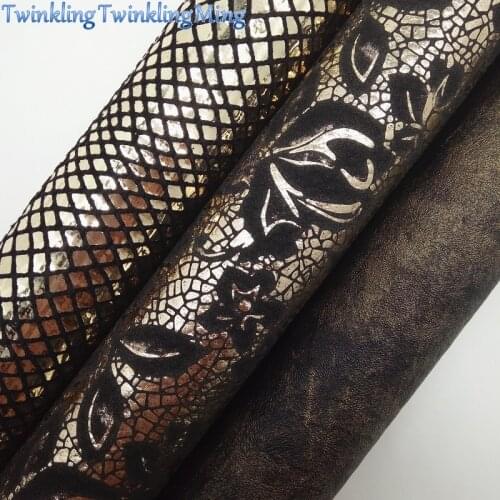 GOLD Glitter Fabric, Metallic Faux Fabric, Snake Synthetic Leather Fabric Sheets For Bow A4 21x29CM Twinkling Ming XM785