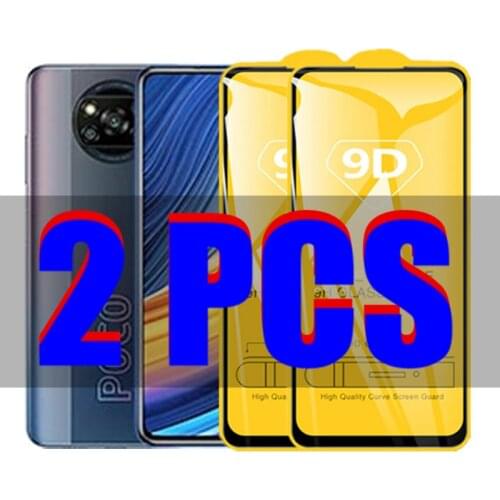 2Pcs 9D Glass For Xiaomi Poco X3 Pro Protective Glass on the For Xiaomi Poco X3 PRO NFC Pocophone X3pro Screen Protector Film