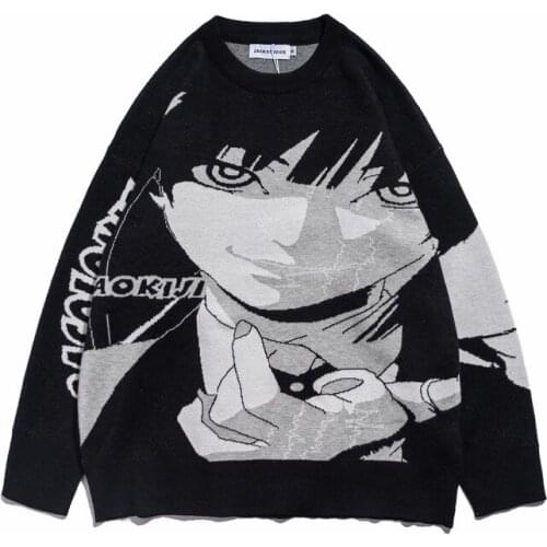 Two-dimensional Sweater oversize Autumn Winter Harajuku Anime Knitting Anime fashion Y2K Womens sweaters Loose Pullover Gothic