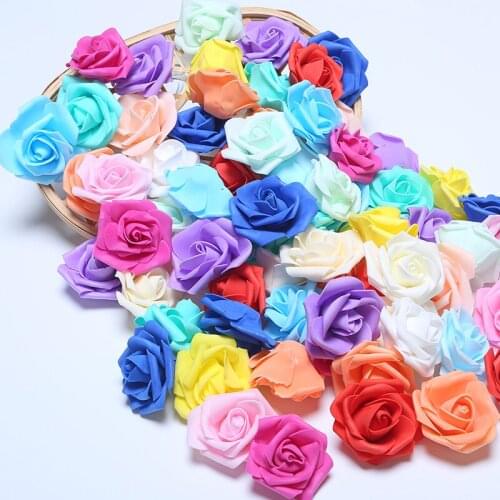 10Pcs/lot 6cm Mini PE Foam Rose Flower Heads Artificial Foam Flowers For Home Garden DIY Wreaths Wedding Decor Supplies