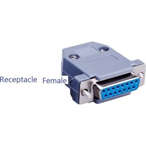 100 PCS D-sub Connector 15 Pin 2 Row Receptacle Parallel Port Female DB15 Female Socket Two Row Shell Plastic Solder Wire