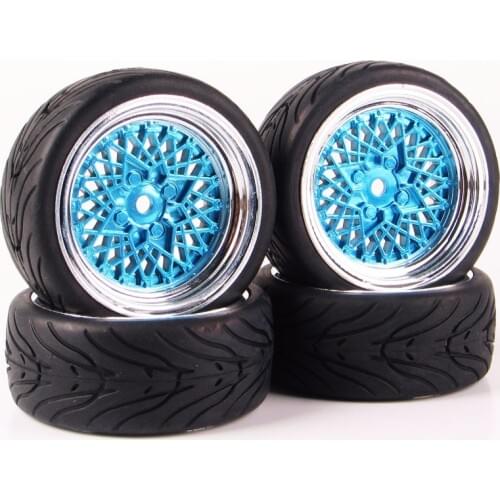 12mm Hex RC Car Model Kids Toys Accessory 1/10 Flat Rubber Tires And Wheel Rim For HSP HPI RC On Road Racing Car 10365+21006