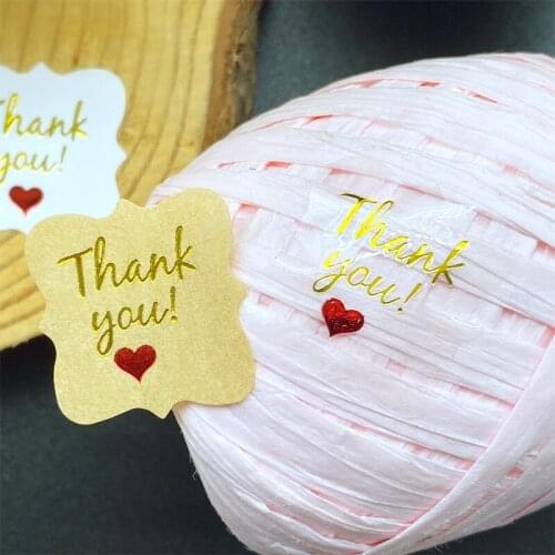 1200pcs 9 types Golden stamping Thank you with red heart Stickers for Gifts Stickers Scrapbooking Customized Seal Sticker Labels