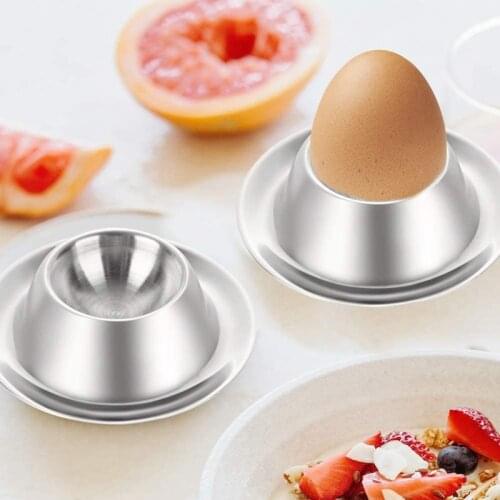 6 Pack Egg Cup Holder,Stainless Steel Egg Cups Plates Serveware Tableware Holder Accessories for Hard Soft Boiled Egg Spoon Brea