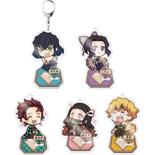 Anime Demon Slayer Kamado Tanjirou Kanroji Mitsuri Bags Pendant Keychain Acrylic Stand Model Figure Plate Q Version Holiday Gift