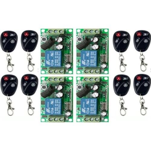 DC 12V 10 A 1 Channel RF Wireless Remote Control 55*32*16 mm 4 piece Receiver& 8 piece Transmitter