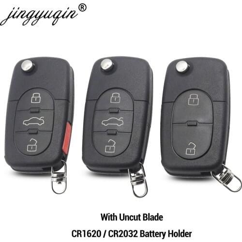 Jingyuqin 10pcs 2/3/4 Buttons Remote Car Key Shell Case Keyless Fob For Audi A2 A3 A4 A6 A8 TT Quattro +Blade