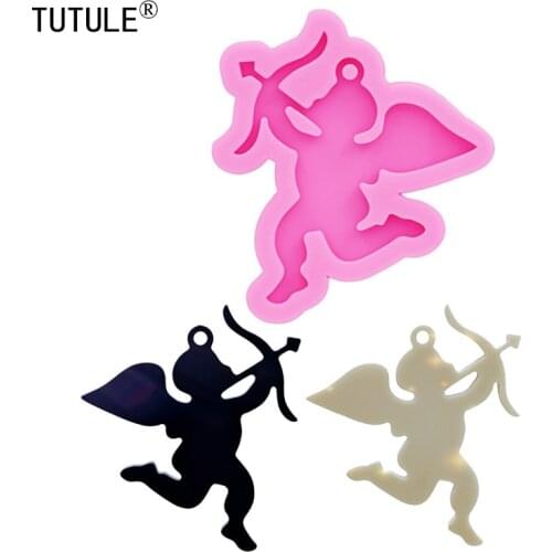 Shiny Cupids with Arrow Earrings Mold,Polymer Clay Love Silicone Mold-Love Heart Keychain Jewelry Pendant Making Resin Art Mold